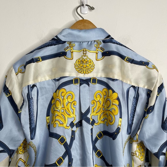 ZARA Chain Printed Blouse Size M Elegant Vintage Scarf Feminine Worn on TV - Picture 15 of 16